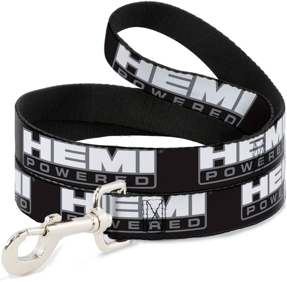 Hemi Pet Leash, Dog Leash, Hemi Powered Logo Black Gray White, 6 Feet Long 1.0 Inch Wide