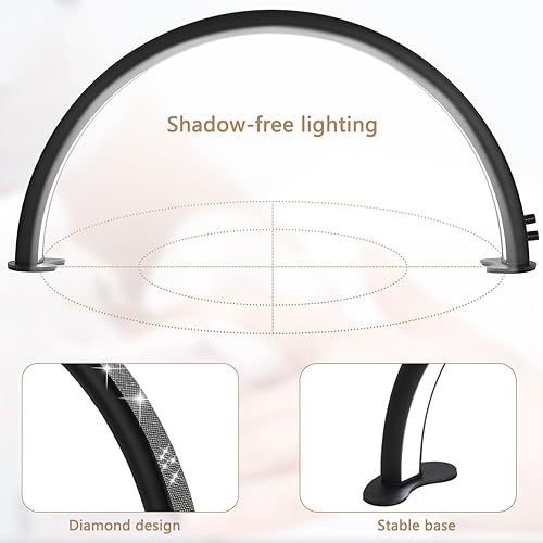 Miniatura 4 de Lámpara de uñas de media luna, luz de arco para técnicos de uñas, luz de esteticistas, con atenuación continua y temperatura de color, color blanco