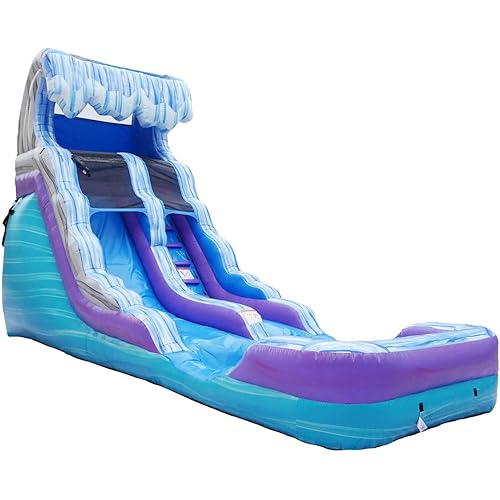 HeroKiddo Ocean Wave 16' Commercial Grade Inflatable Water Slide with Attached Pool and Drainage for Kids and Adults (with Blower), Outdoor Indoor, Birthday Party, Rental Quality, Big Inflatable
