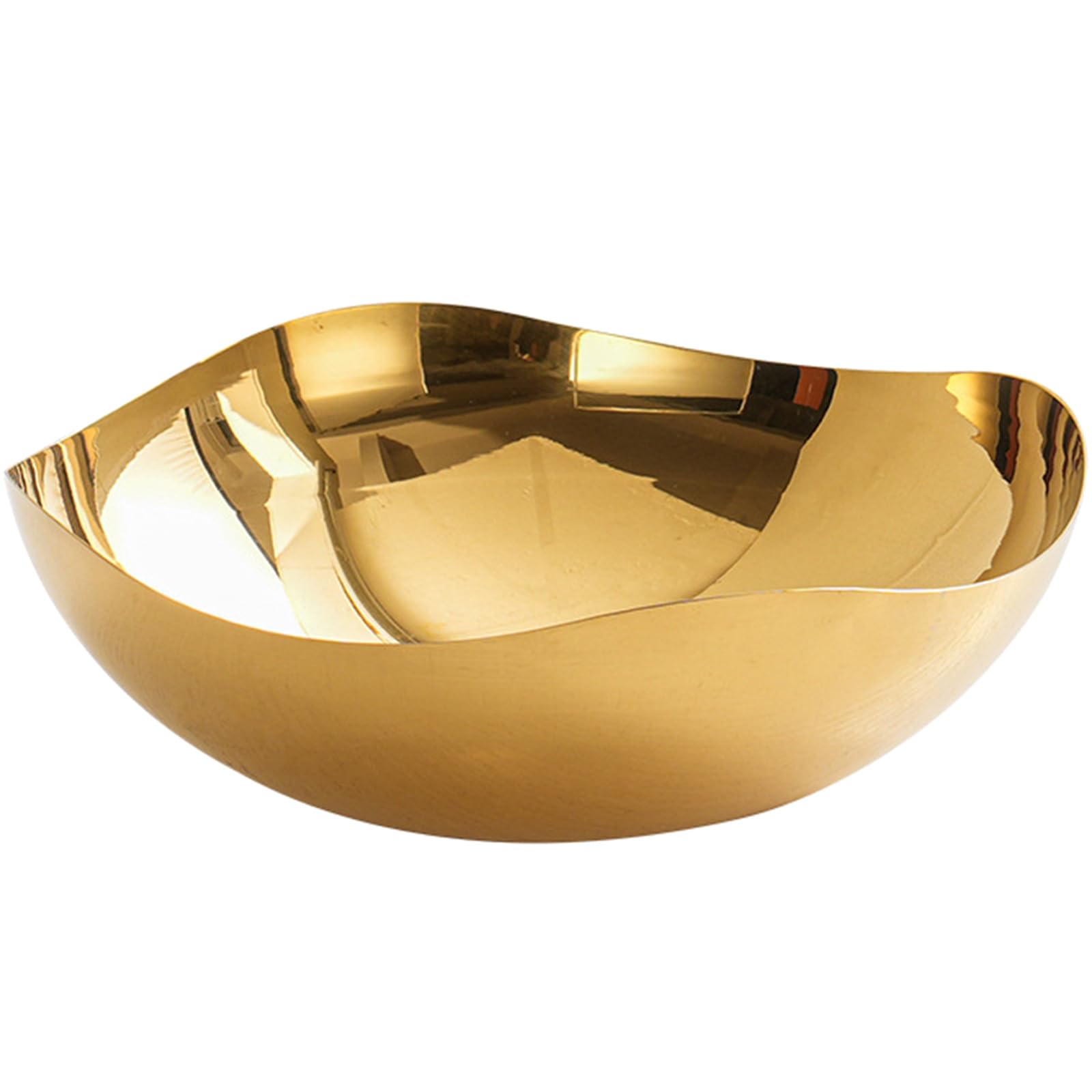 Bottone Metal Salad Bowl Modern Fruit Basket Countertops Snacks Tray Large Serving Decorative for, Salad, Snacks Stainless Steels for Kitchen Counter