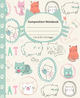 Whiskers & Writings: A Wide Ruled Composition Notebook for Kids, Boys, Girls, Teens, Students, and Teachers - 7.5"x9.25" with 110 Pages of Playful Cats