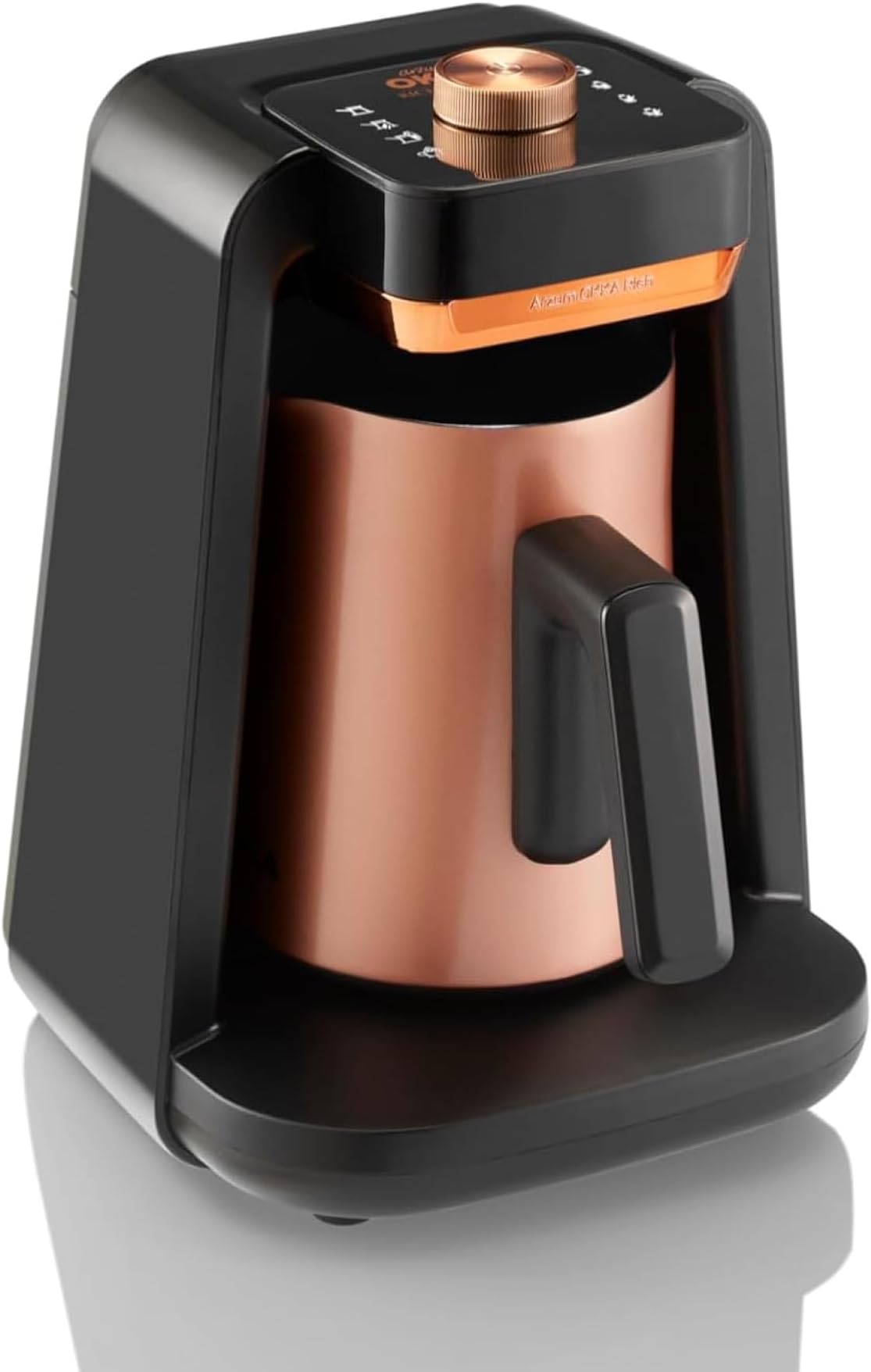 Arzum Okka Rich Spin Pro Automatic Turkish Coffee & Hot Beverage Machine (OK0026) |700W, 8 Modes Incl. Slow Brew & Hot Milk Froth, 5 Cups, Stainless Steel,Mixer Anti-Overflow | Copper|1 Year Warranty