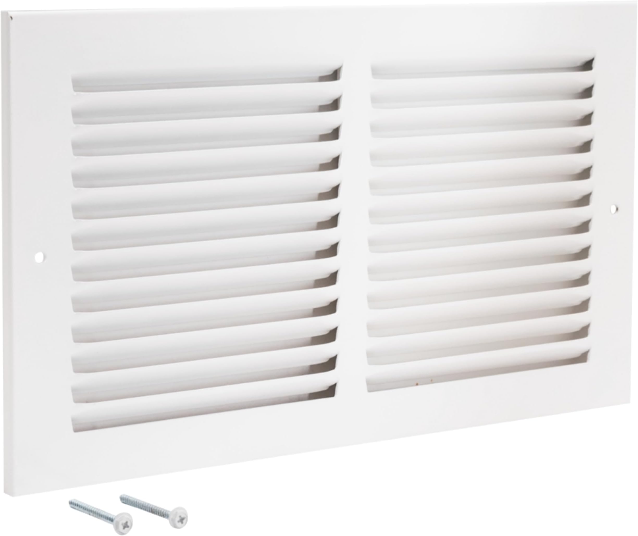 EZ-FLO 12 x 6 Inch (Duct Opening) White Return Air Vent Cover for Wall or Ceiling, Solid Steel Return Air Grille, HVAC Air Return, 61626