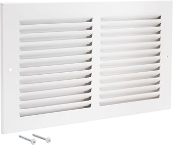 EZ-FLO 12 x 6 Inch (Duct Opening) Return Air Vent Cover for Wall or Ceiling, Solid Steel Return Air Grille, HVAC Vent Cover, White, 61626