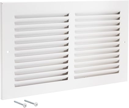 EZ-FLO 12 &times; 6 بوصة فتح قناة عودة الهواء غطاء تنفيس للجدار أو السقف ، شبكة الهواء الصلب الصلبة عودة ، غطاء تنفيس HVAC ، أبيض ، 61626