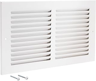 EZ-FLO 12 x 6 Inch (Duct Opening) Return Air Vent Cover for Wall or Ceiling, Solid Steel Return Air Grille, HVAC Vent Cover, White, 61626
