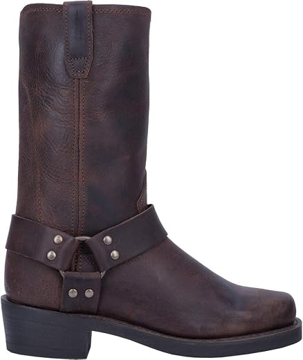 Dingo Mens Dean Harness Pull On Casual Boots Mid Calf - Black
