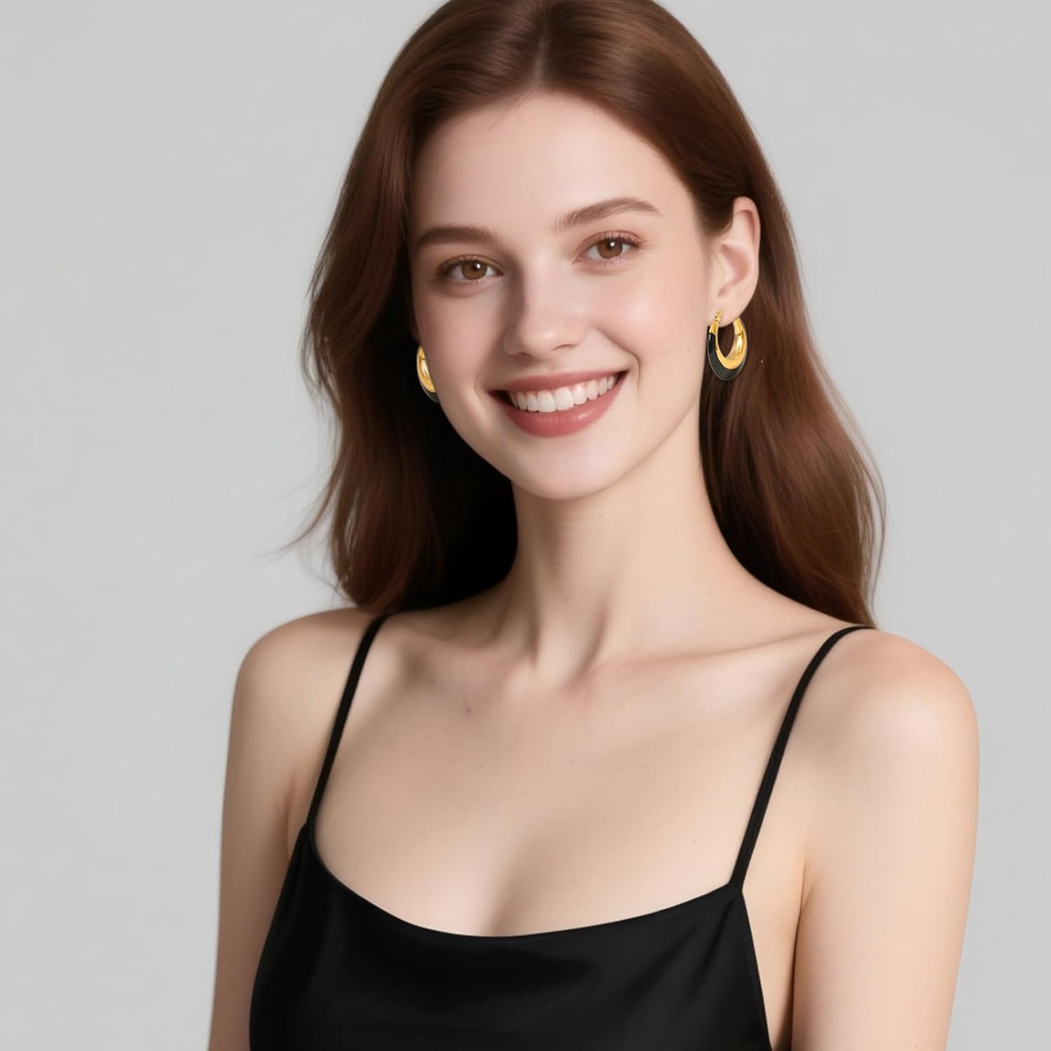 Chunky Enamel Hoop Earrings for Women 18K Gold Plated Colorful Huggie Earrings Enamel Jewelry Valentine's Day Gift for Girlfriend Wife - Image 2