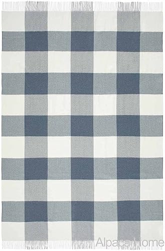 Vista 7 de Manta de alpaca Cheeky Checks 100% lana de alpaca bebé 6.6 pies de largo x 4.25 pies de ancho hipoalergénica, suave y acogedora (fin de viaje)