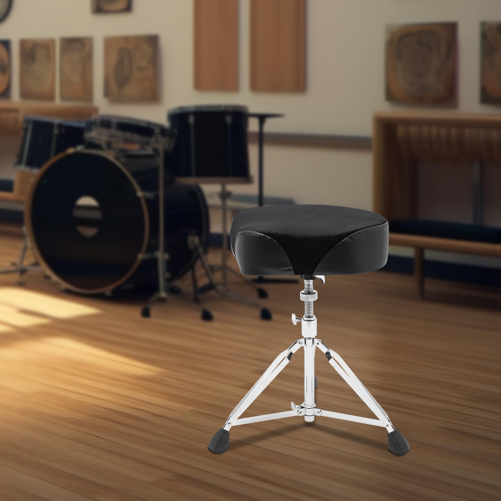 Taburete para batería, asiento acolchado para silla de tambor, taburete de altura ajustable, para aulas de música, salones de peluquería, ejercicios de batería, 48 x 32 x 21 cm