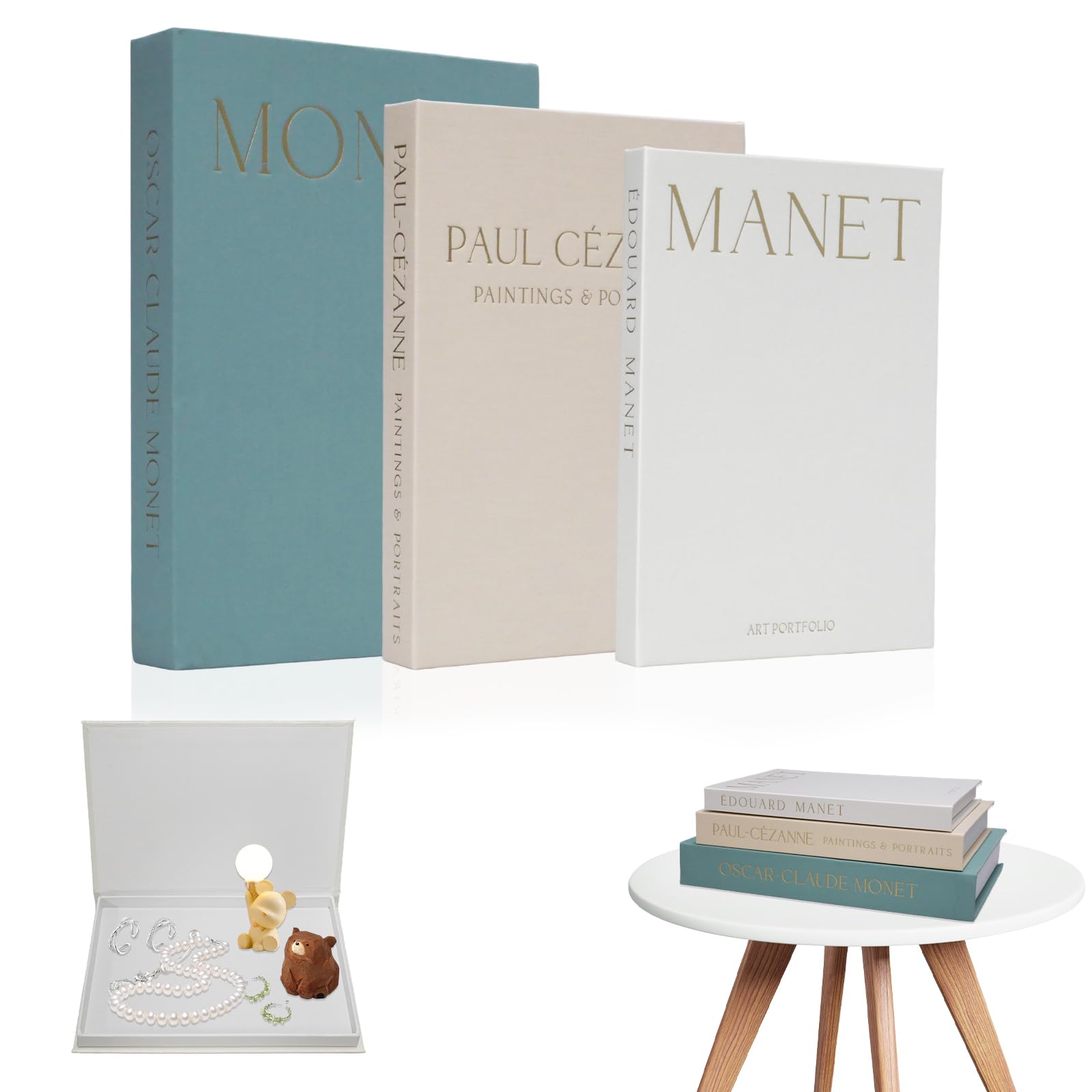 Boîtes à livre décoratives en lin : faux livres rangement intérieur salon