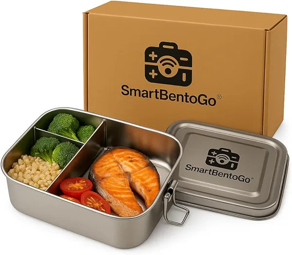 SmartBentoGo Bento Lunch Box – Leakproof, 3-Compartment Food Container for Balanced Meals – Ideal for Office, Travel, and Everyday Use