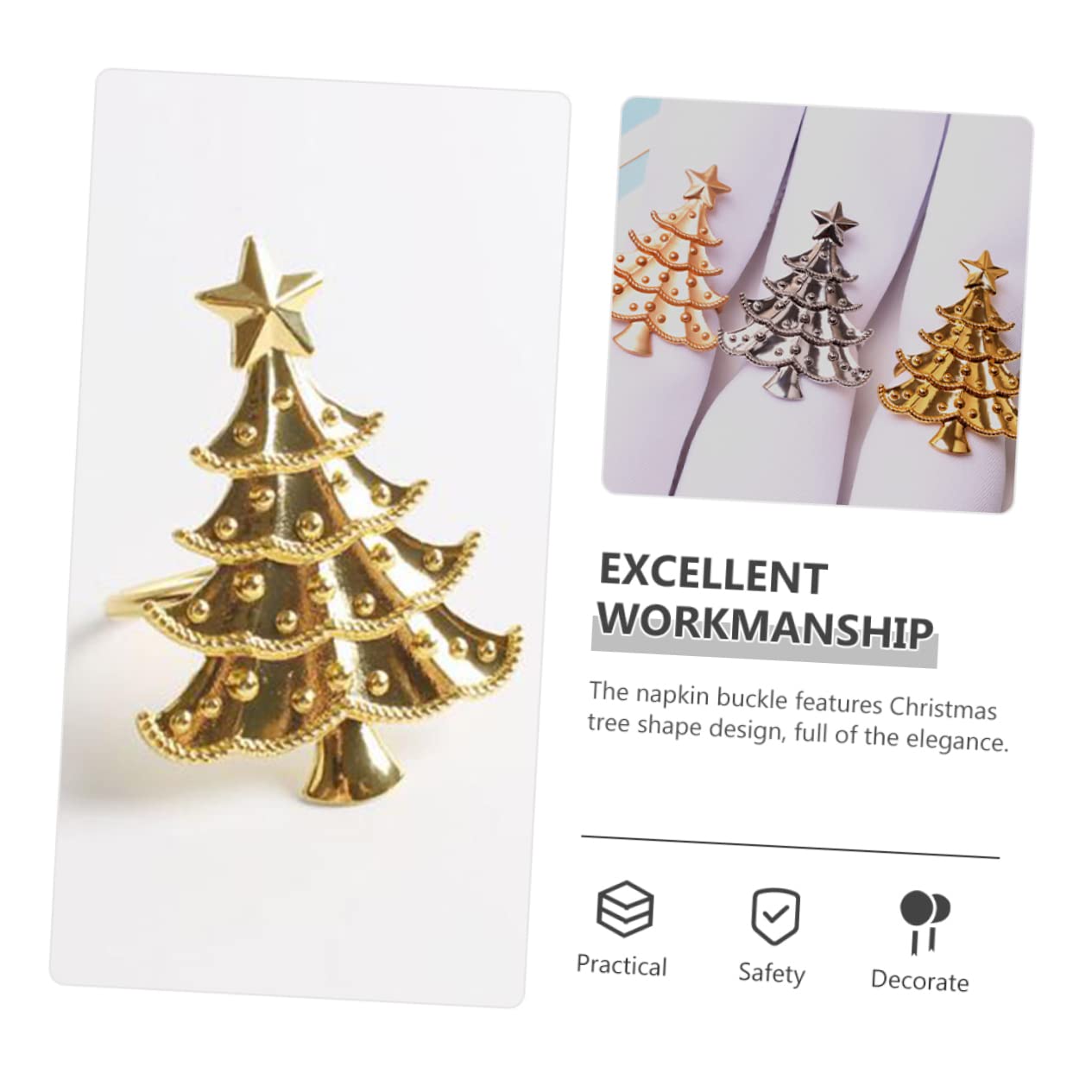 LABRIMP 18stücke Teiliges Weihnachtsbaum Serviettenringe Metall Dekorative Napkin Buckles Für Festliche Tischdekoration Bei Weihnachtsfeiern Hochzeiten Und Familienfeiern