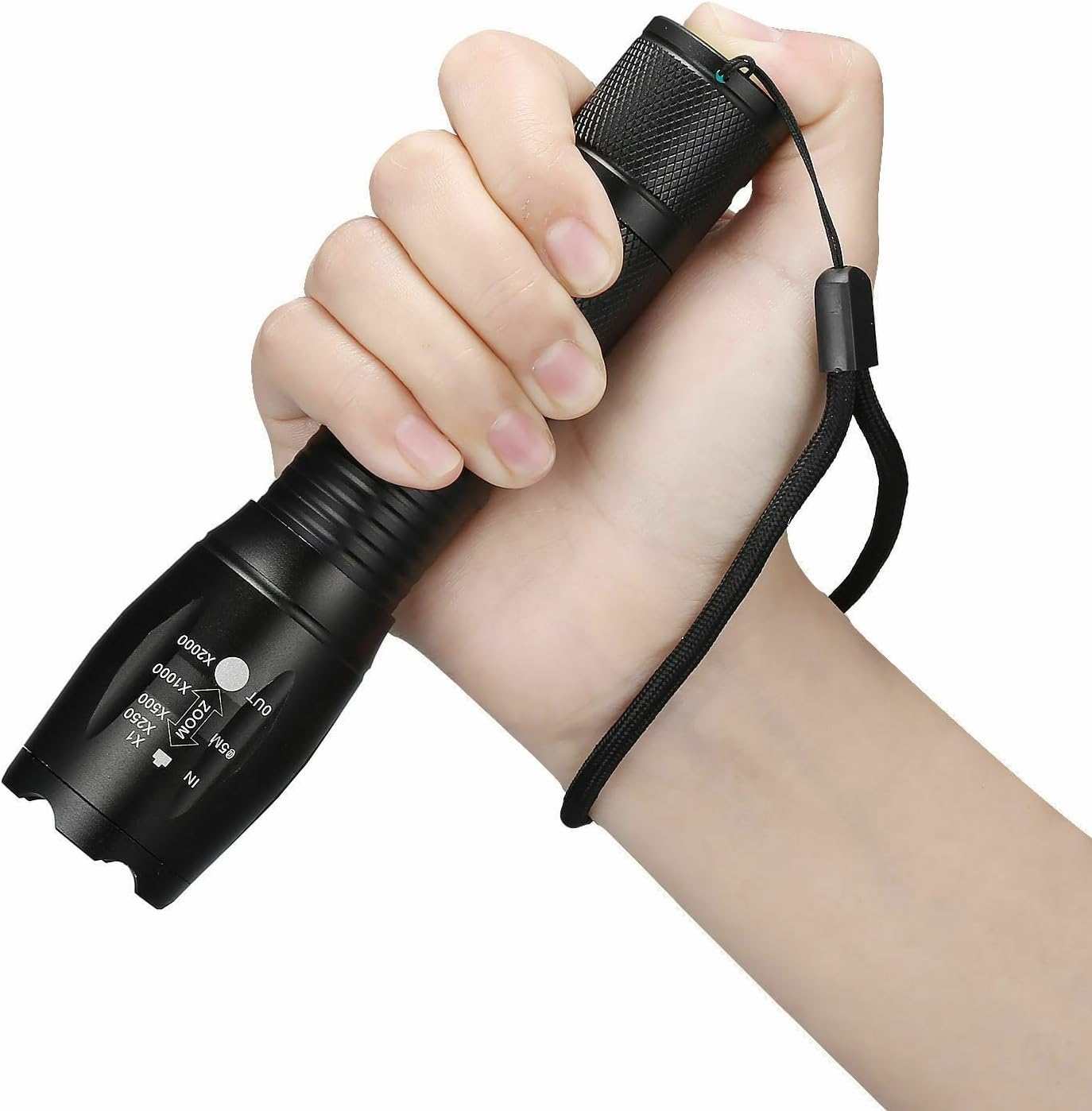 LED Red Flashlight Rechargeable, Zoomable, Waterproof, Powerful, 4 Color in 1 LED Green Light, Blue Light, White Light Flashlight Torch for Home, Outdoor, Camping, Night Observation