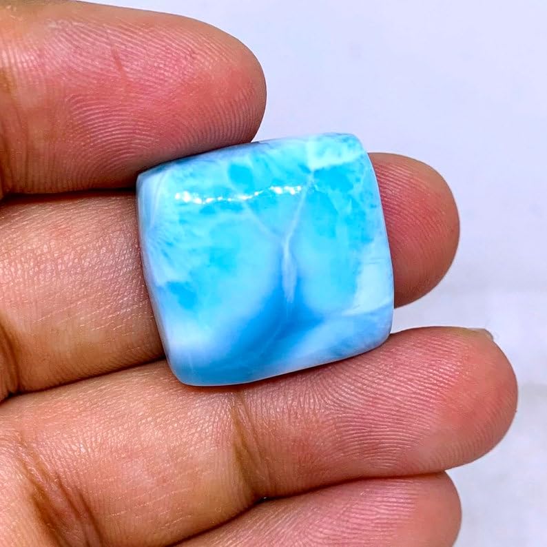 Larimar naturel 21x20x8mm cabochon carré unique pour création bijoux DIY
