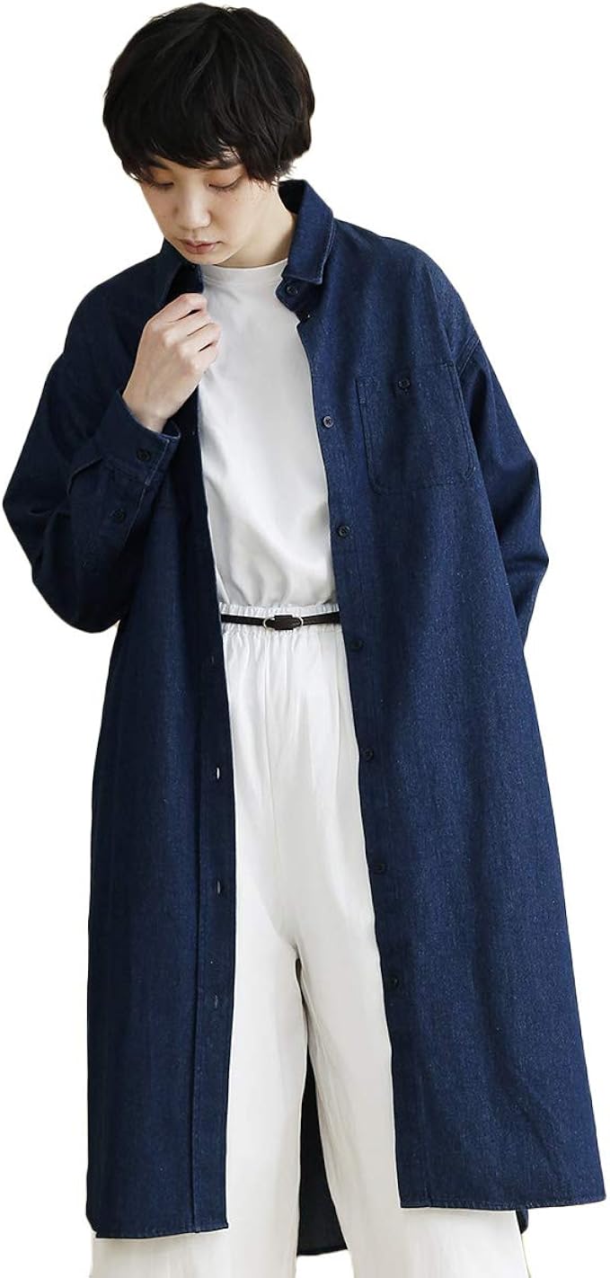 Amazon Co Jp メルロー Merlot Ikyu デニムシャツワンピース ネイビー 服 ファッション小物