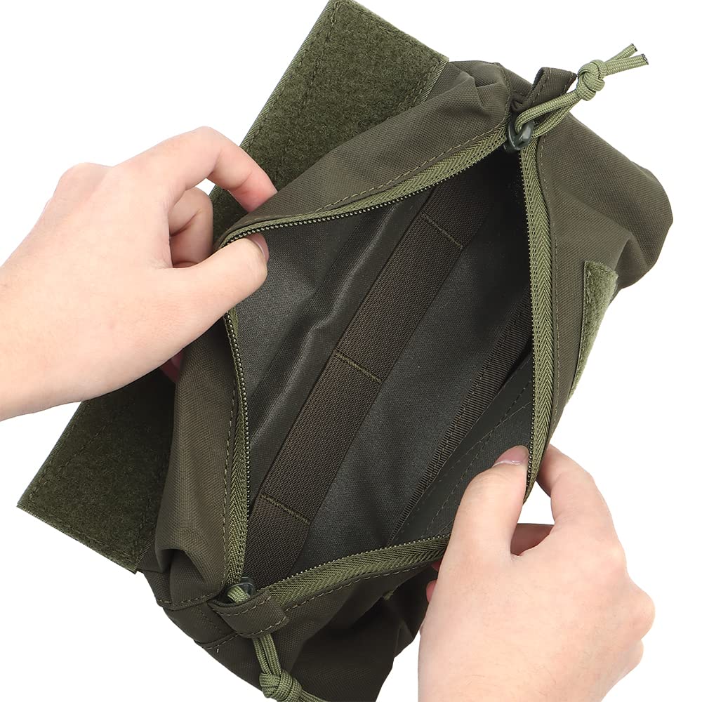 WarmHeartting Tasca Tattica Mini Drop Dump con Gancio e Anello Kit per Il Trasporto Sub-Addominale Borsa da Appendere Utility per Chest Rig, Verde