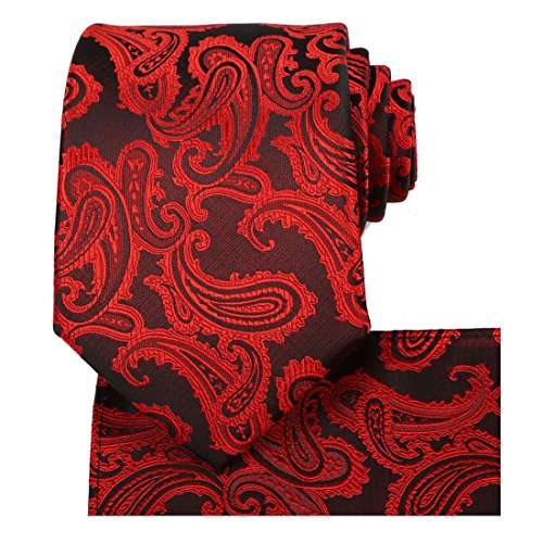 Image of KissTies Mens Paisley Tie And Pocket Square Necktie Sets