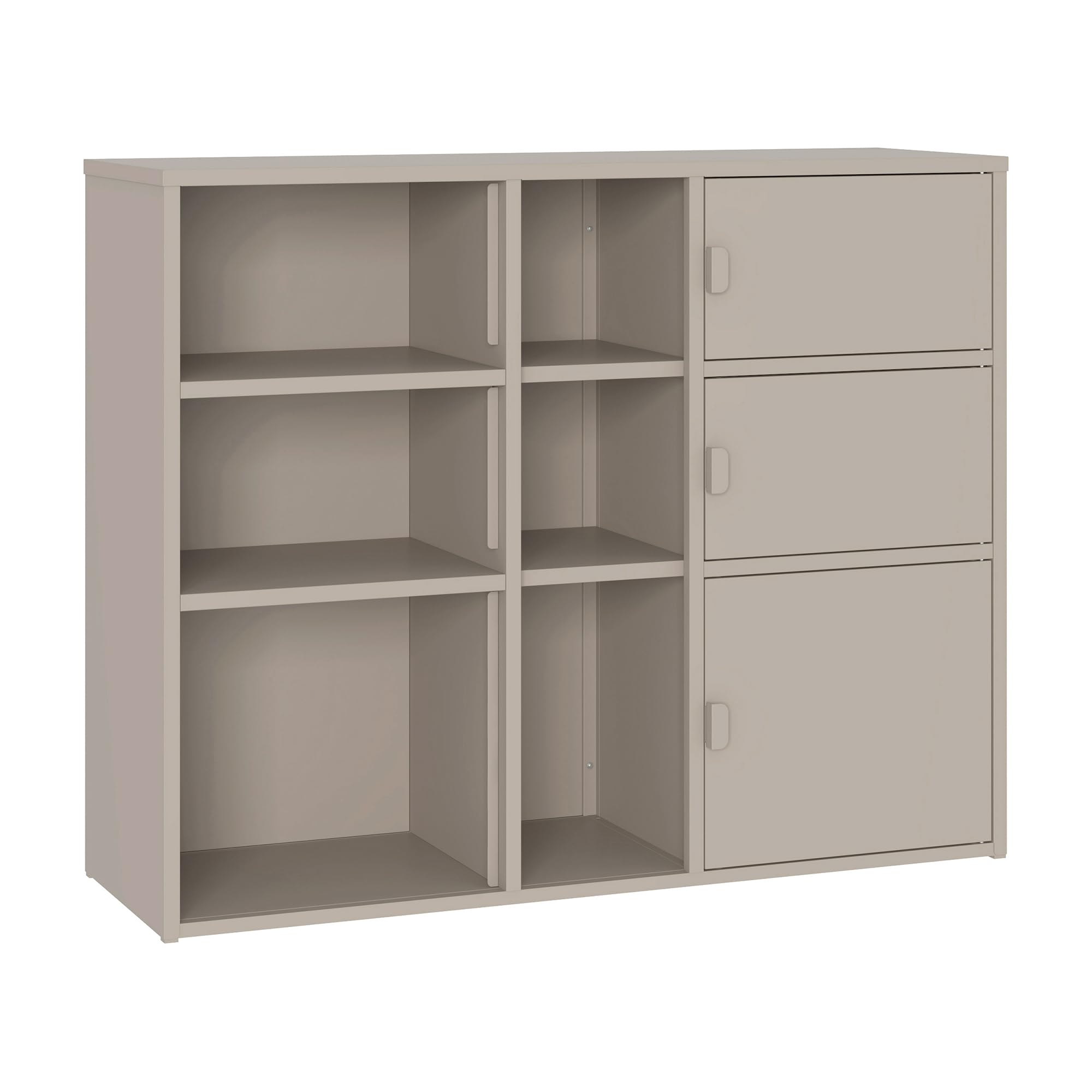 [en.casa] Mobile Contenitore da Ufficio in Acciaio Armadio Portadocumenti con 6 Vani Aperti e 3 Scomparti Chiusi da Ante Scaffale Archivio per Studio Ingresso 100 x 32 x 81 cm - Color Cammello
