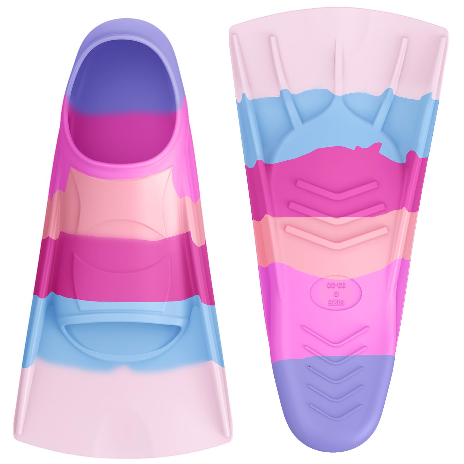 Gintenco Swim Fins, Adults & Kids Swim Training Fins for Lap Swimming | Travel Size Flippers with Mesh Bag, Silicone Swimming Fins for Beginners Teens Women Men