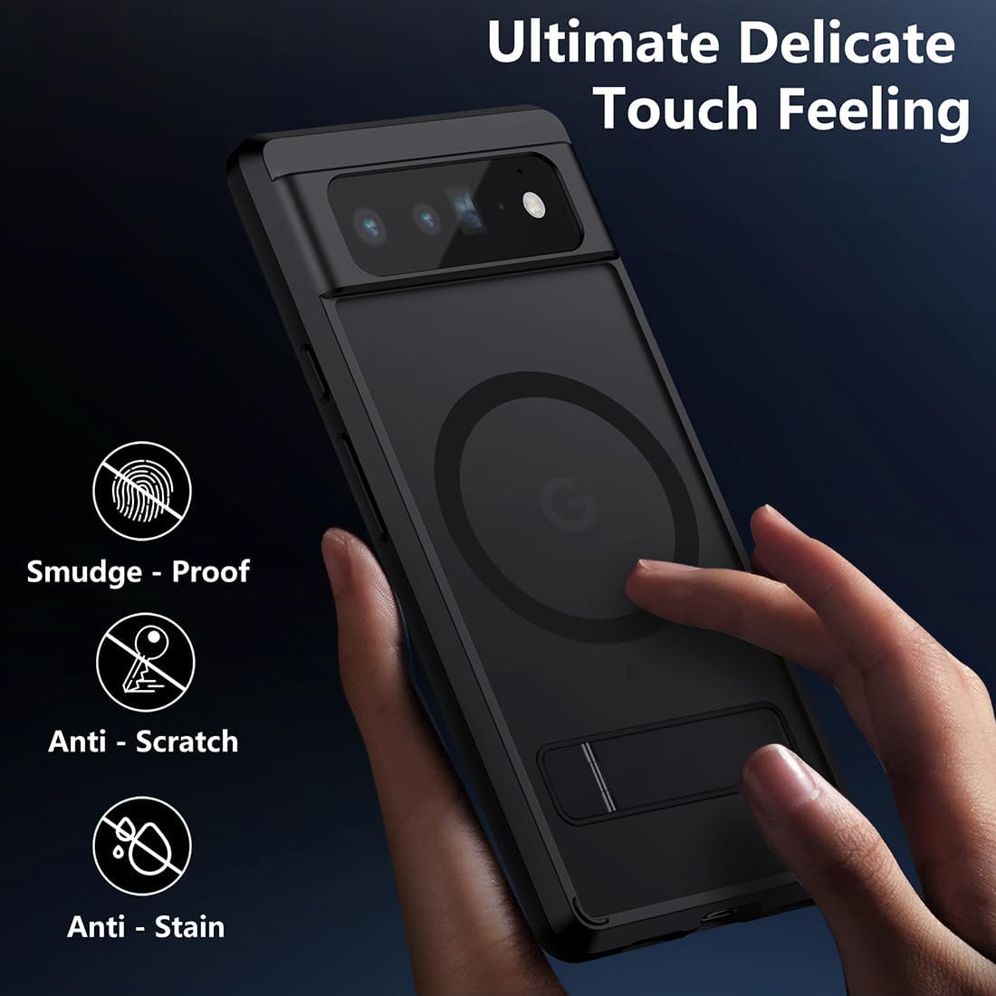 TIANNIUKE Magnetic Case for Google Pixel 6 Pro, Compatible with MagSafe,Adjustable Kickstand,Translucent Matte Anti-Fingerprint,Shockproof Protective Phone Case for Pixel 6 Pro Case