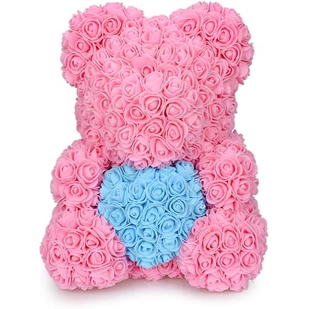 Amazon Enhong ローズベア ローズ熊 ロリポップ花輪 人工花 手作り ぬいぐるみ 女性に 誕生日プレゼント バレンタインデー クリスマス デコレーション クマ ピンク 造花 オンライン通販