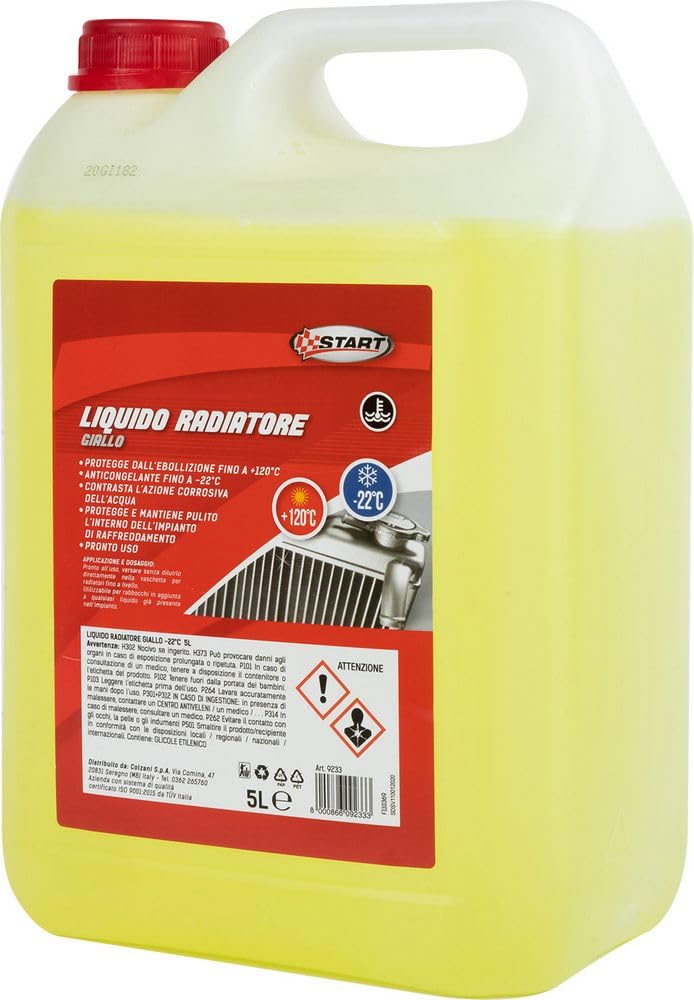 Start : Liquido radiatore Giallo 5L -22°C | Alta Protezione per Motori monoblocco in Alluminio – Affidabilità Fino a +120°C