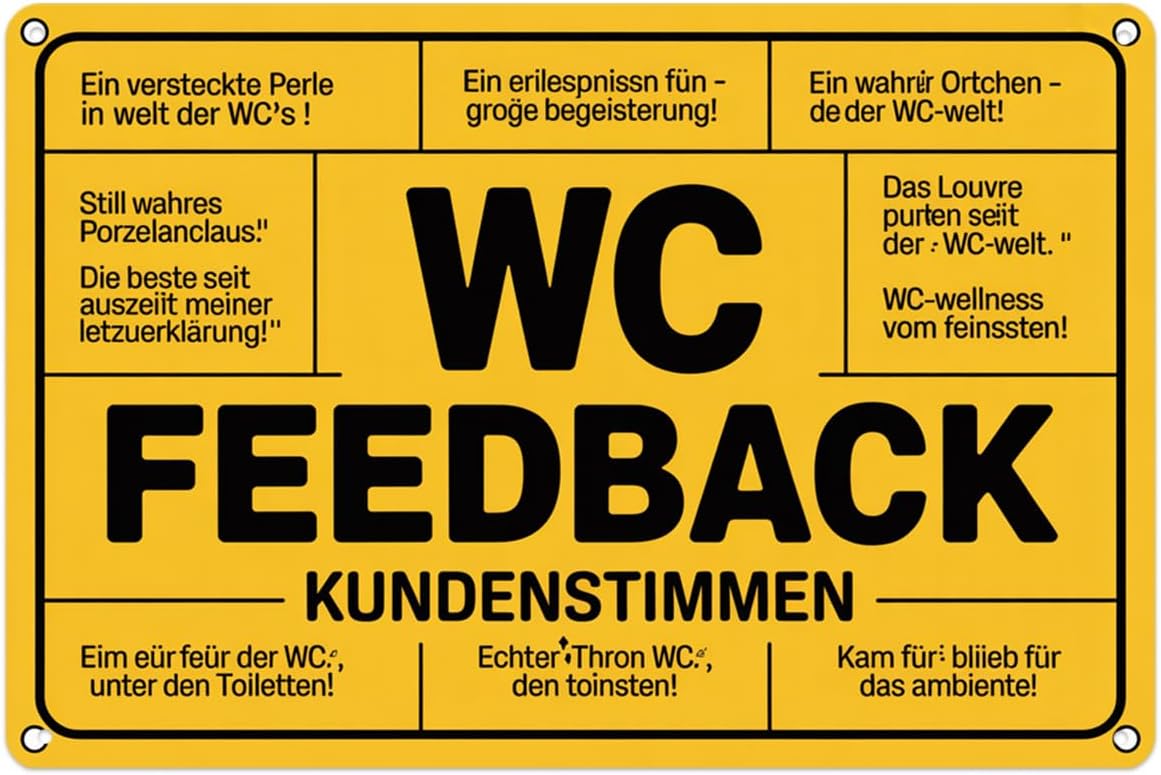 Funny WC Feedback Customer Reviews Vintage Toilet Metal Sign Suitable for outdoor decoration, restroom bar garden 8 x 12 In