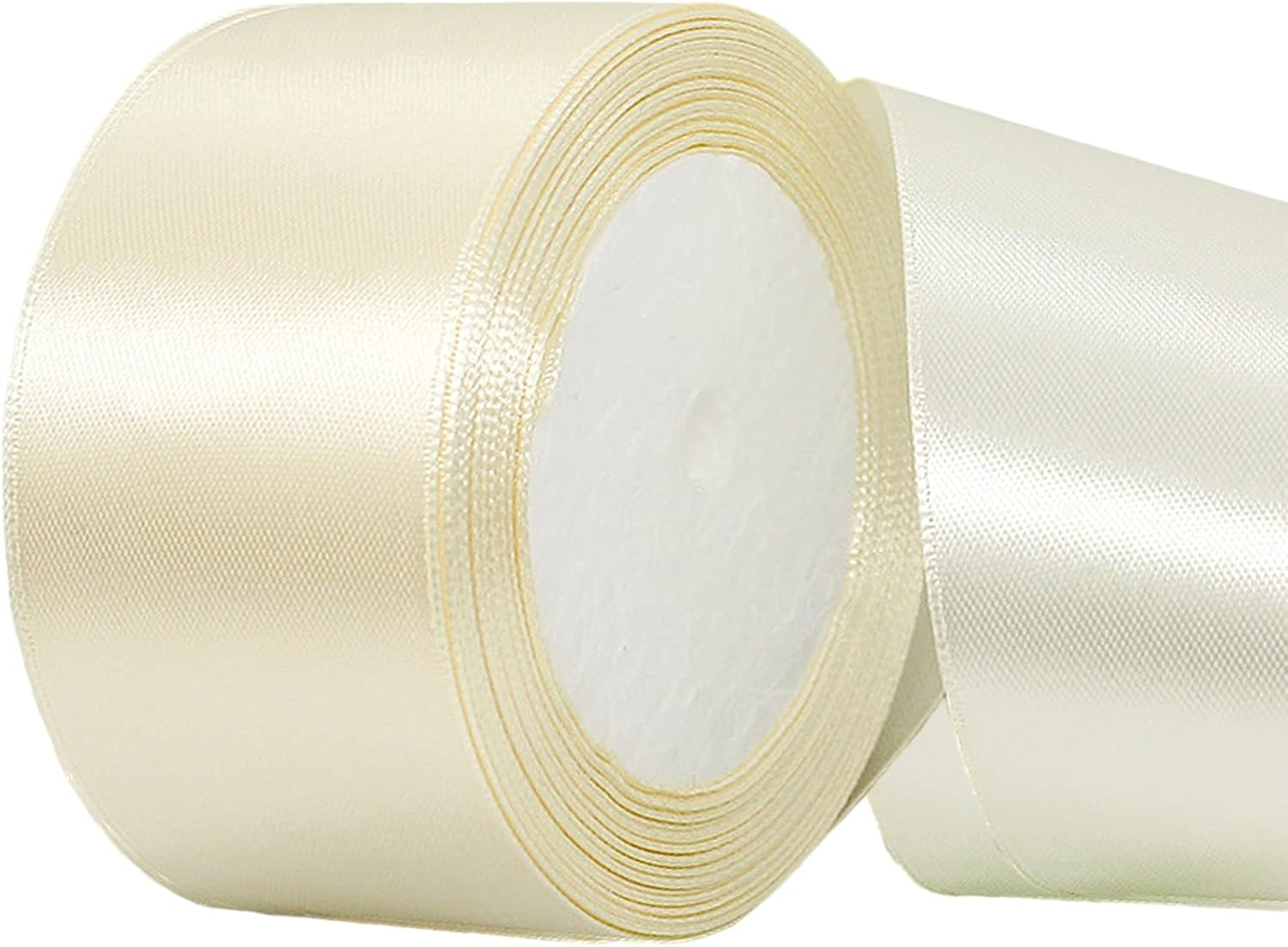 22m Ivory White Ribbon Satin Ribbon 50mm Wide, Ivory White Polyester ...