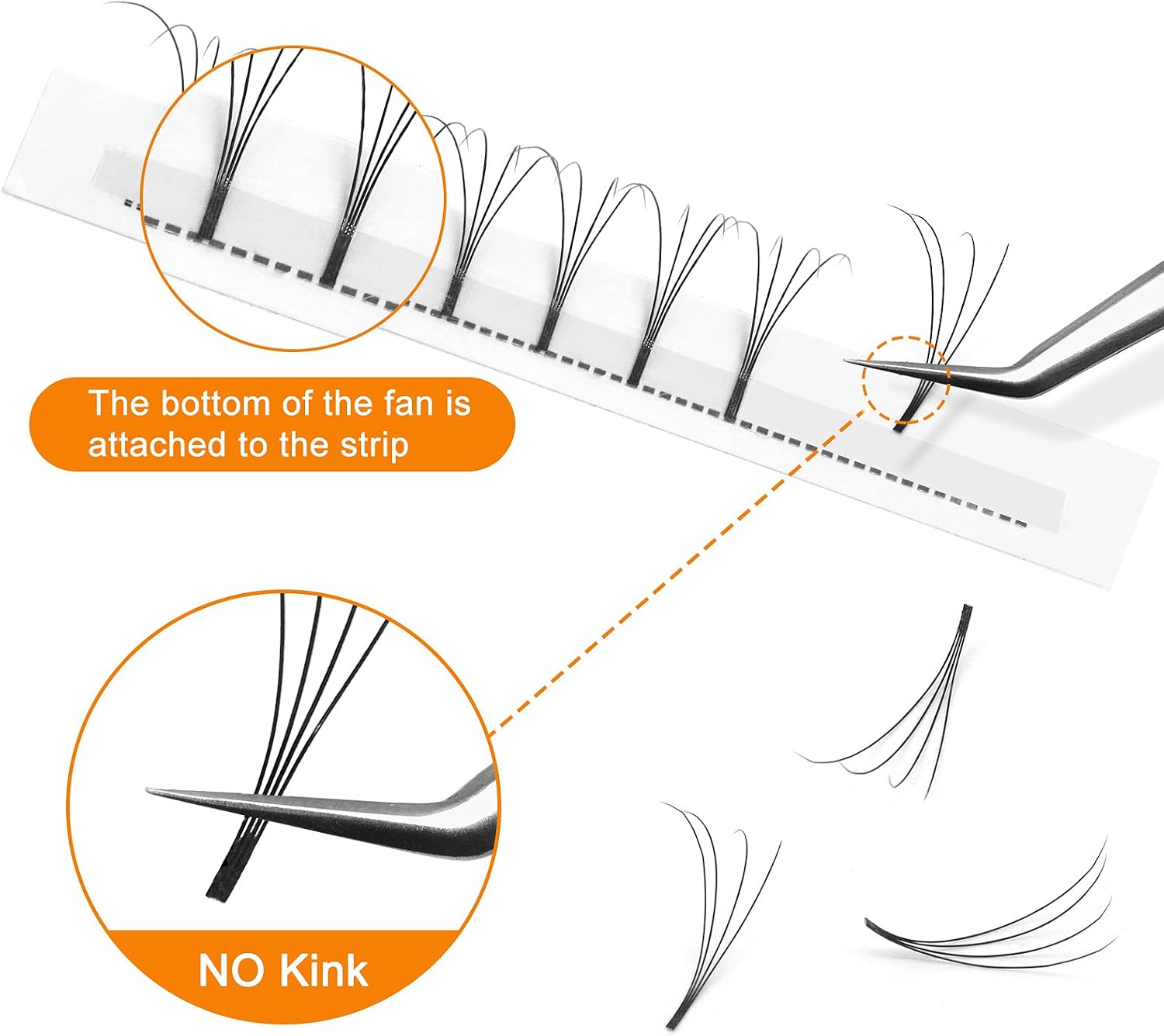 Pre Made Fan Eyelash Extensions 4D 0.10 C Curl 14mm Long Stem Premade Fans Volume Eyelash Extensions Pre Made Russian Volume Eye Lashes Long lasting Pre Fanned Russian Lashes (4D 0.10C 14mm) - Image 5