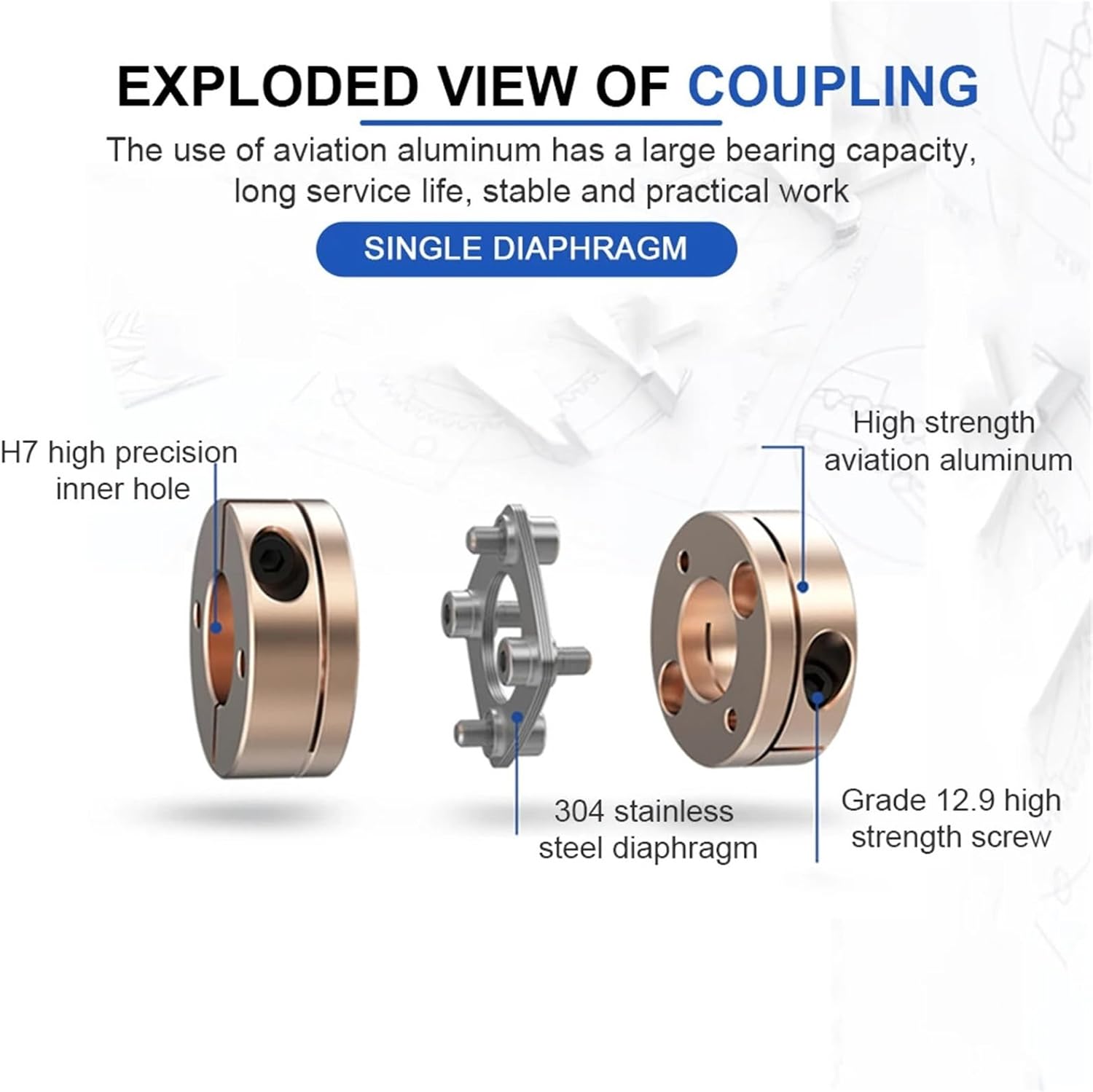 LD1-B-D20L20 Single Diaphragm Coupling D20L20 Coupler Elastic Connect To Ball Screw Servo Motor 1Pcs(8X8)
