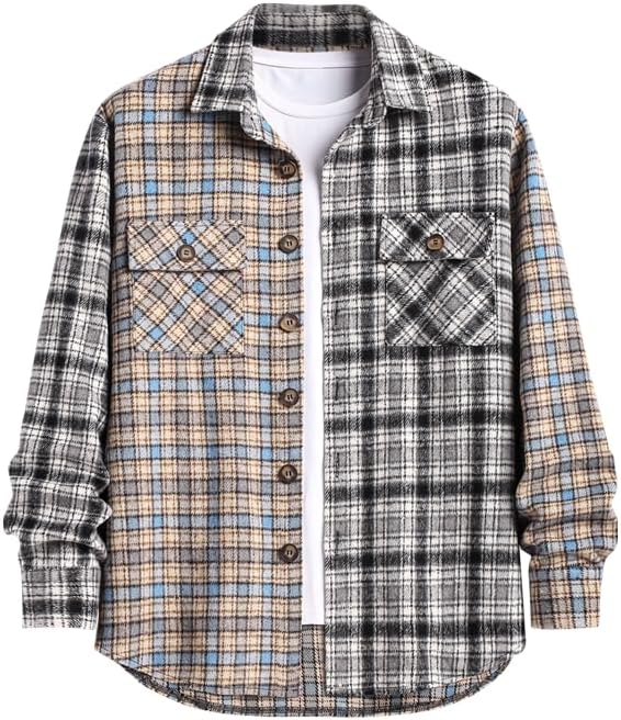 ZAFUL Men’s Wool Blend Shirt – Plaid Button Up Shirt Jacket with Double Chest Pockets - Image 7