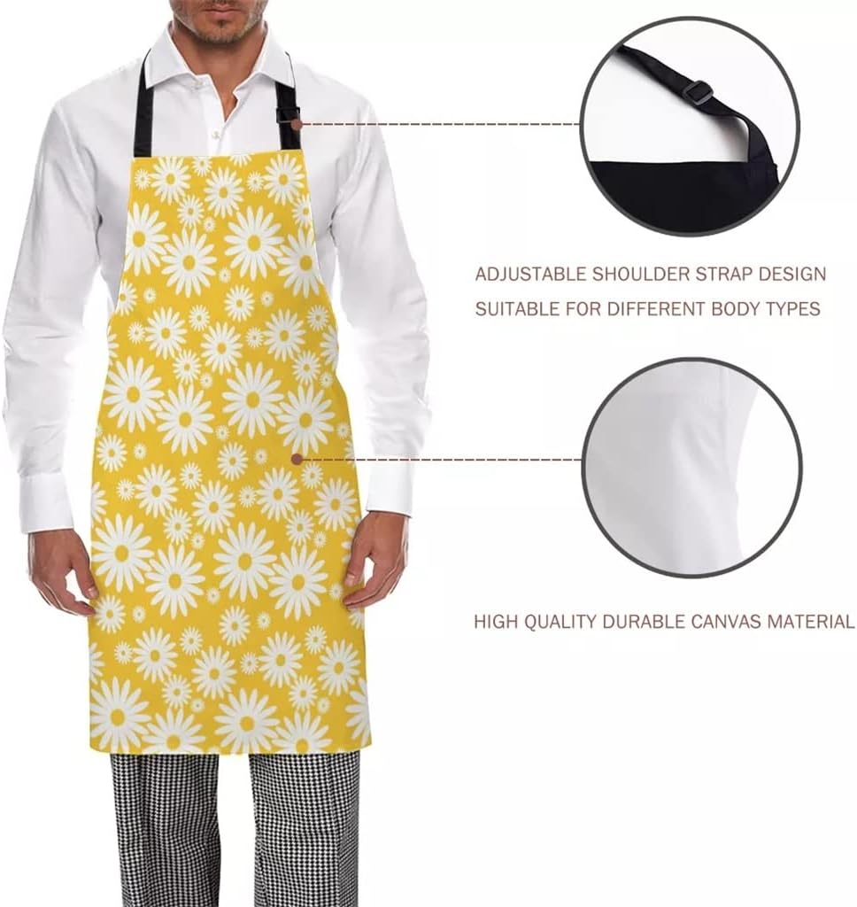 Fresh Daisy Flowers Printed Kitchen Cooking Baking Aprons Canvas Sleeveless for Women Man Kids Home