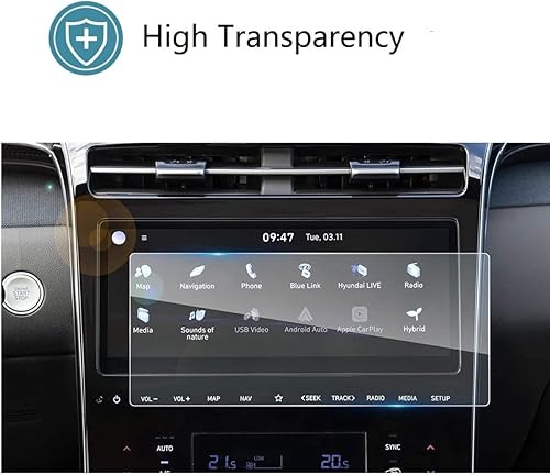Miniatura 3 de ZFM Protector de pantalla de vidrio templado compatible con Hyundai Santa Cruz 2022, dureza 9H, alta definición, protección para Hyundai 10.25
