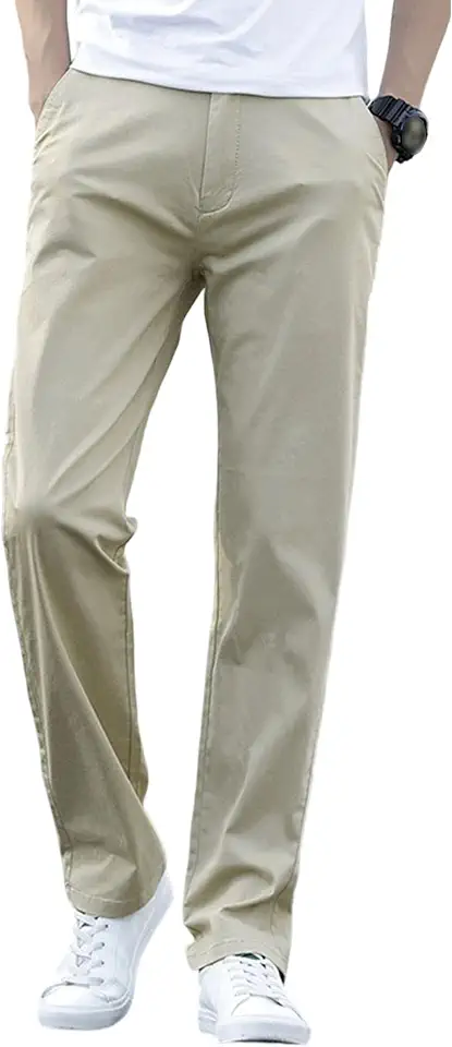Men's Classic Fit Tapered Work Slacks Lightweight Trousers, Khaki3, 42
