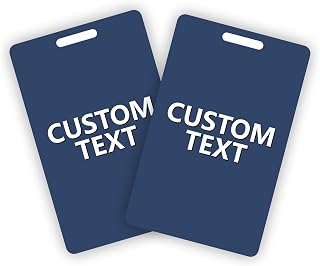 2 Pack Blank Hydrogen Blue ID Badge - Premium Custom PVC Cards with Punch - Double Sided Print CR80 30mil Vertical Graphic Quality PVC Cards for Business Office, Hospital, School, Specialist
