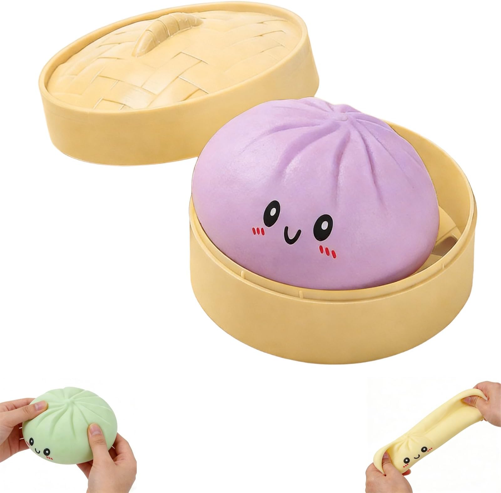 Bun Bao Squishy Stress Balls, Funny Bao Bun Stress Toy, Dumpling Sensory Fingertip Toys, Soft and Bouncy, Moderate Size, It Can Effectively Relieve Stress (B)