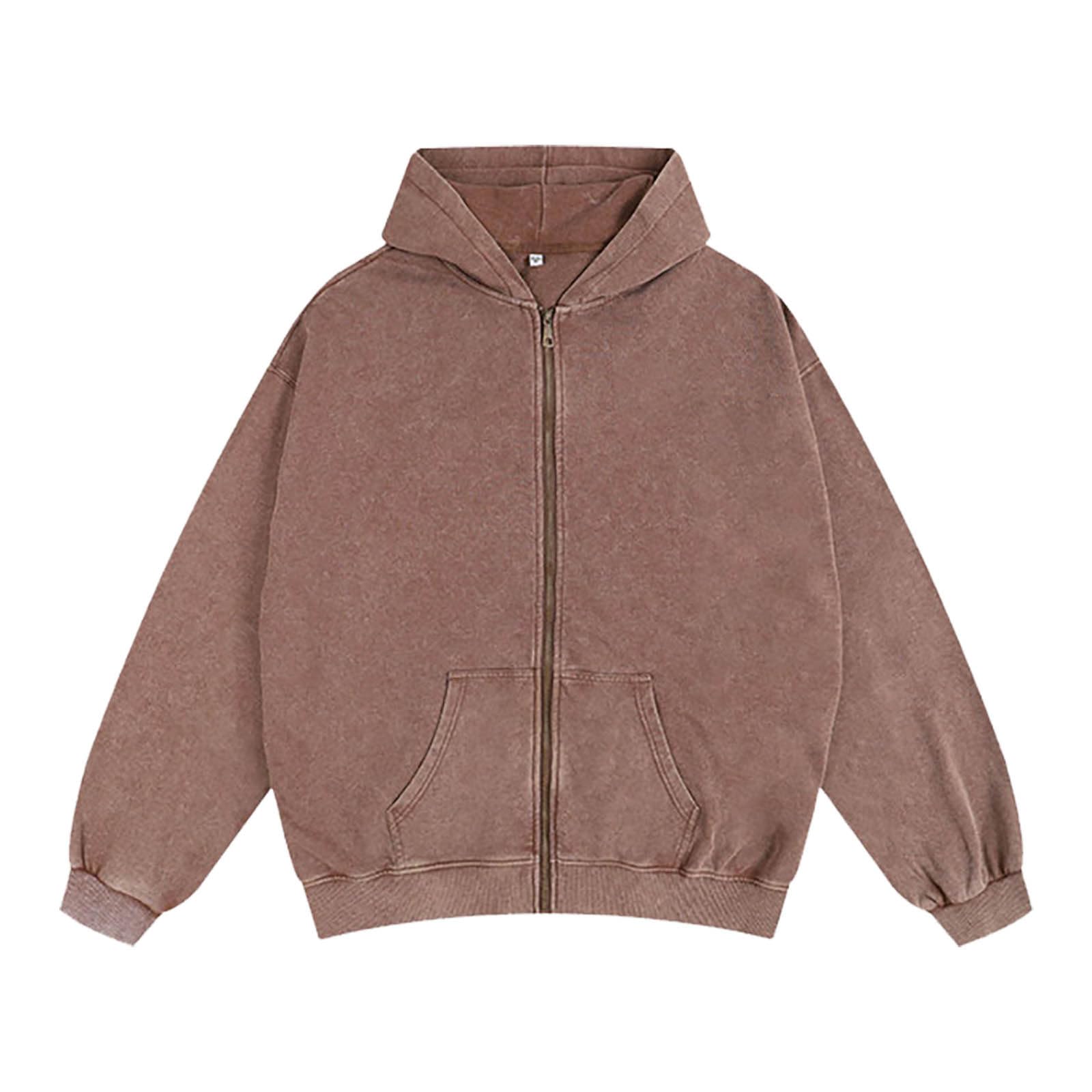 Felpa con Cappuccio Uomo Vintage Felpa Uomo con Zip Hoodie Sweatshirt Casual Lavata Effetto retrò Oversize Giacca Morbida e Confortevole per Tempo Libero e Streetwear