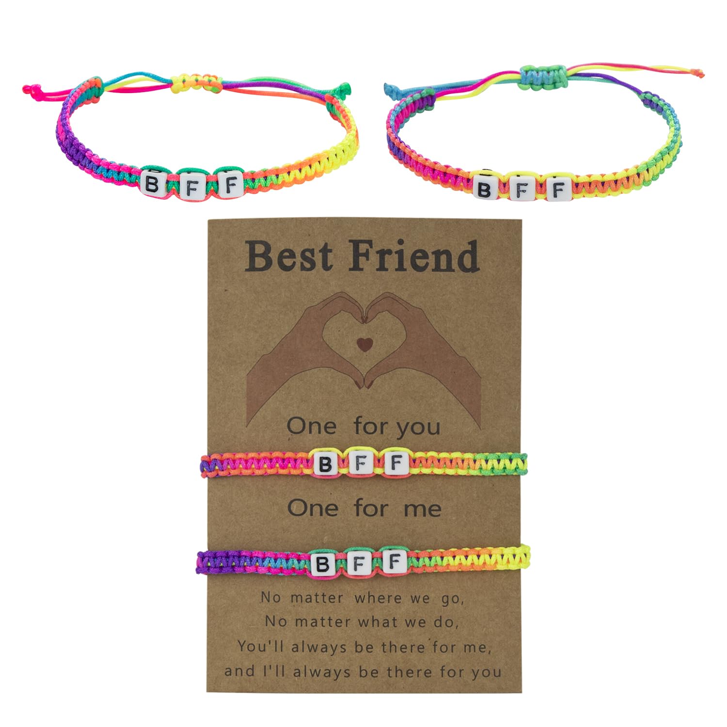 Friendship Bracelet, 2PCS Best Friends Bracelets Friendship Gifts for Women Girls Colorful BFF Braided Bracelet Long Distance Matching Bracelets for Christmas Birthday Gift Y7QCSS