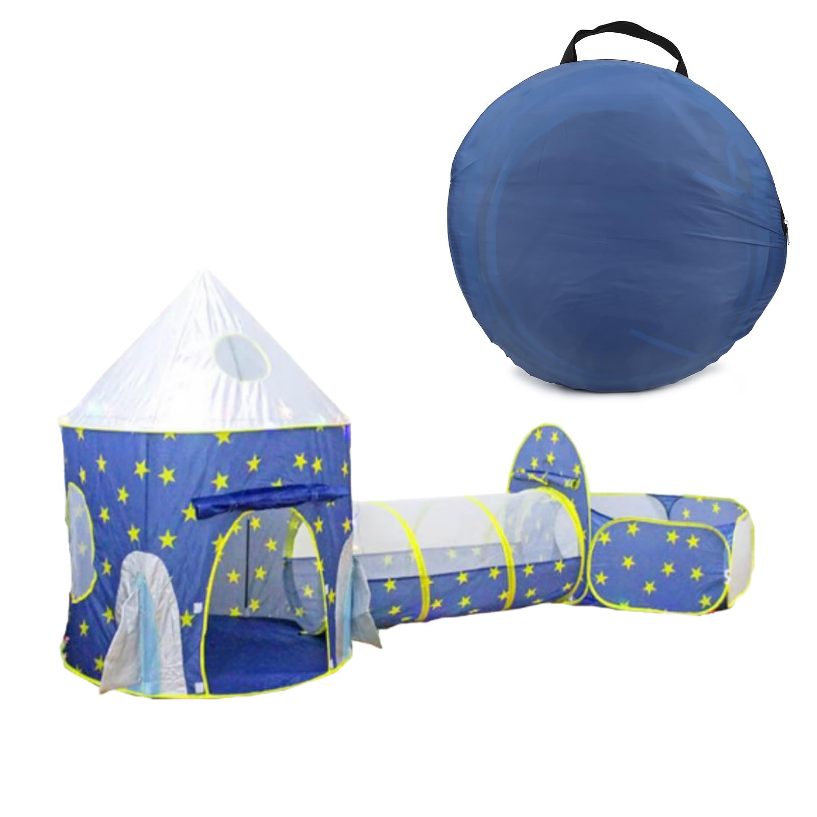 3-teiliges Babyzelt, Spielzelt für, Sicherer Indoor-Krabbeltunnel und Bällebad für ab 3 Jahren, Leicht zu Verstauendes Stoffdesign (Blauer dreiteiliger Anzug)