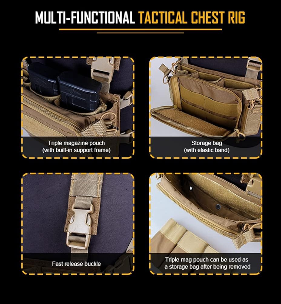OAREA Micro Chest Rig with 5.56/ 9mm Airsoft Mag Pouch & Tactical X Harness
