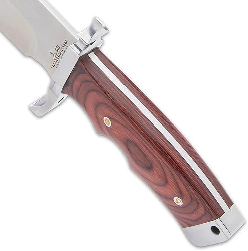 Miniatura 3 de Gil Hibben Bloodwood Magnum Bowie - Cuchillo Bowie y funda de cinturón de cuero, hoja de acero inoxidable 3Cr13, mango de madera de sangre,