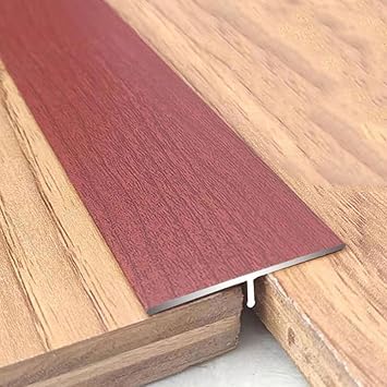 Door threshold strip Self-Adhesive Threshold Transition Strip, T-Mold Flat Divider Strip For Laminate To Tile, Aluminum Floor Transition Strip Doorway Edge Trim 35 Inch, Wood Grain DesignRed Sandalwo