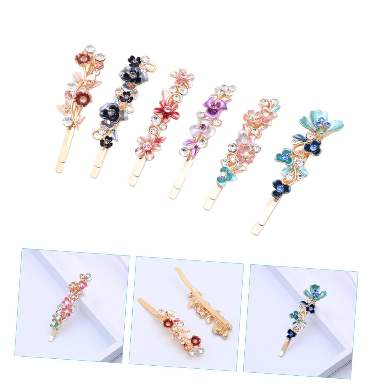 DOITOOL 18stücke Vintage Haarnadeln Mit Strass Und Blumenmotiv Dekorative Haarschmuck Für Hochzeiten Partys Und Besondere Anlässe Für Damen Und Mädchen Glänzende Details Und Einfache