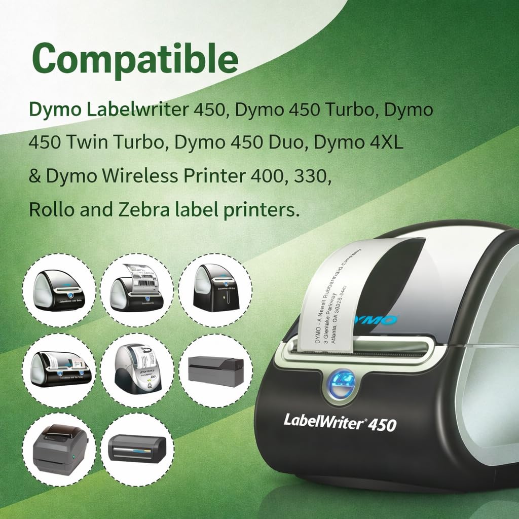 Printing Pleasure 11354 10 Rotoli S0722540 Etichette Multiuso compatibile per Dymo LabelWriter 4XL 450 400 330 320 310 Duo/Turbo/Twin Turbo Seiko SLP 450 430 420 410 400 200 100, 57mm x 32mm