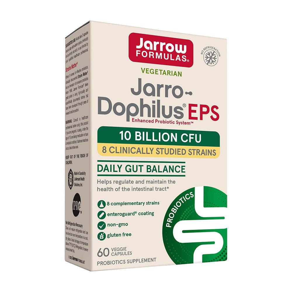 Jarrow Formulas Jarro-Dophilus EPS, 5 Billion Organisms Per Vegetarian Capsule, Intestinal and Immune Support, Veggie Caps (Cool Ship), 60 Count