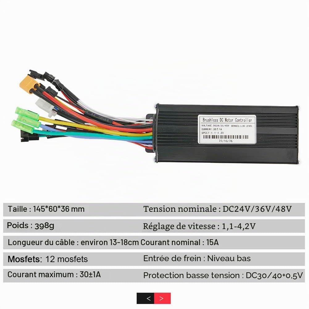Contrôleur sinusoïdal de vélo électrique à 3 modes pour moteur sans balais 24 V 36 V 48 V 750 W 1000 W 30 A