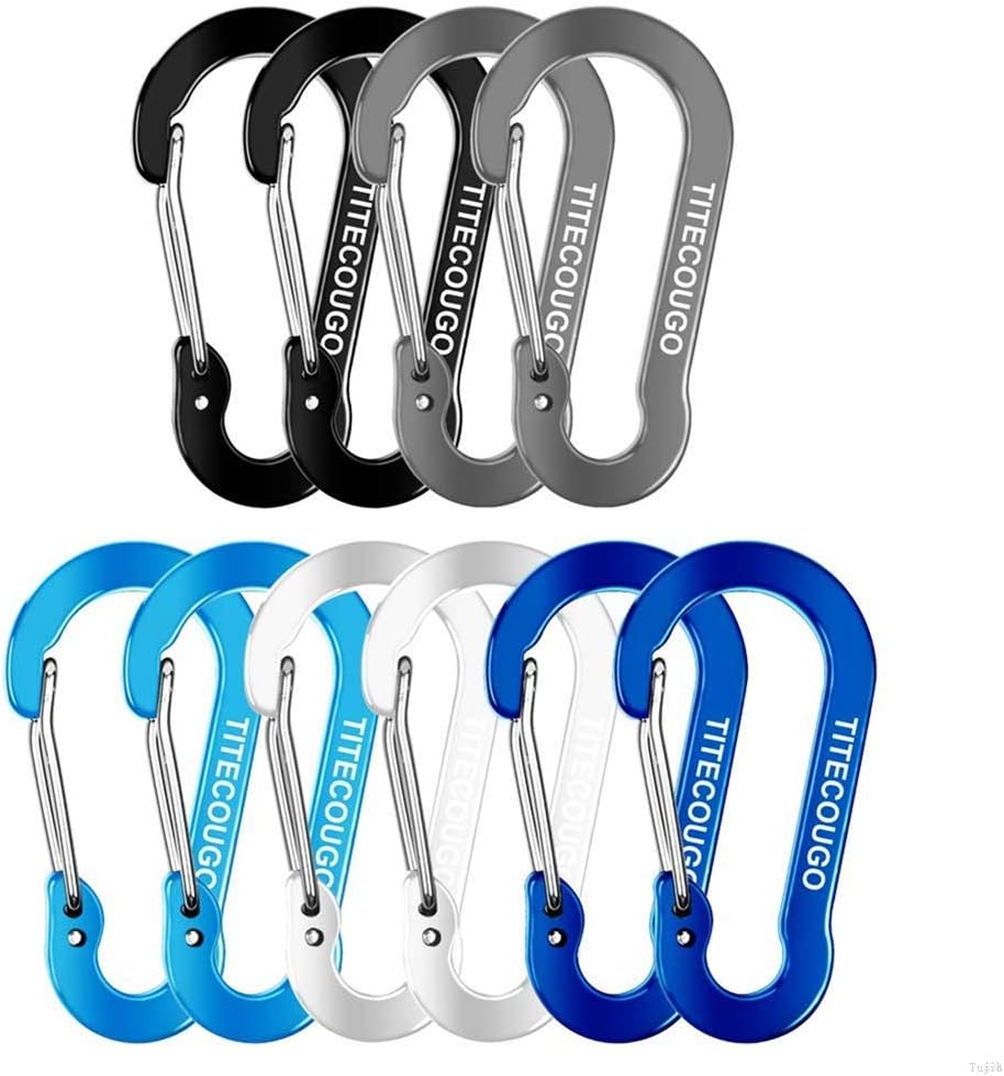 TITECOUGO Ultra-Light Nonlocking Carabiner, Aluminum Alloy D-Ring High Strength Key Chain Clip Hook