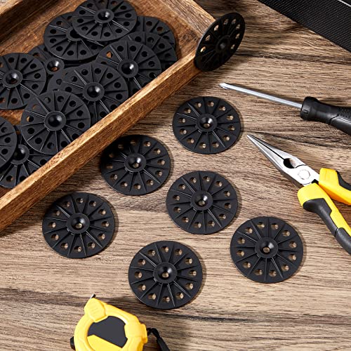 Polypropylene Washers 60 Mm For Fixing And Supporting Rigid Foam Insulation Panels And Sheets Load Spreading Plastic Washers Flat Washers For Screws And Nail, Black (200 Pcs) #TOP6