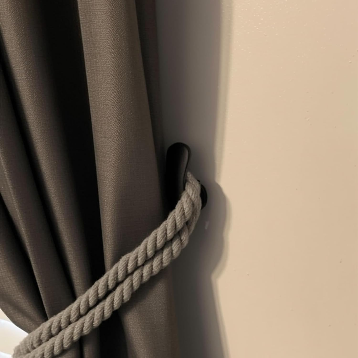 4 Pack Curtain Tiebacks Wall Mounted, Black Curtain Holdbacks for Curtains, Aluminum Curtain Hooks for Wall, Decorative Drapery Tiebacks with Screws